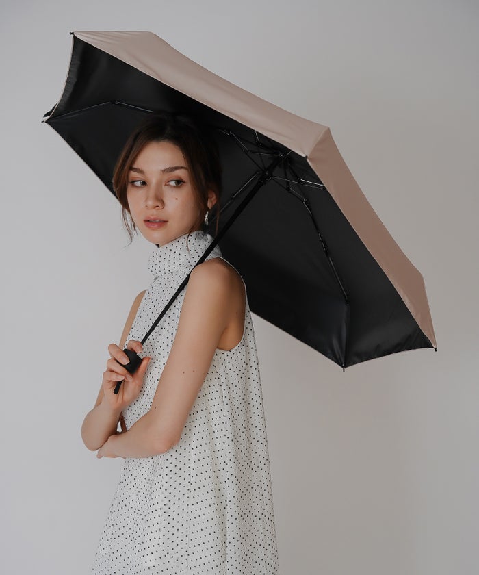 晴雨兼用 折り畳み傘 UV対策 日傘 軽量 コンパクト 通勤 旅行 上品 ［晴雨兼用］バイカラー ロゴポイント ハイビスカス アンブレラ KINO THE KEI