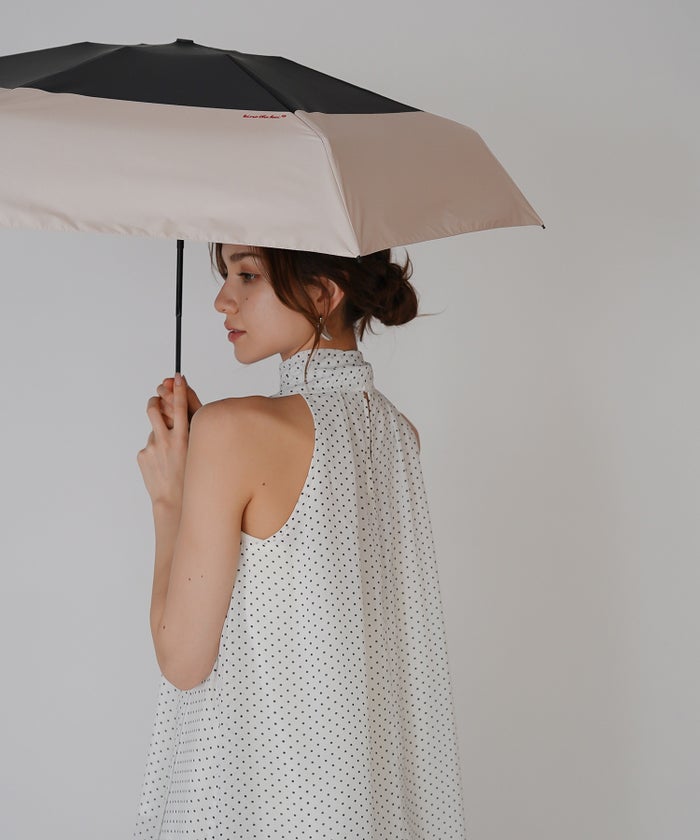 晴雨兼用 折り畳み傘 UV対策 日傘 軽量 コンパクト 通勤 旅行 上品 ［晴雨兼用］バイカラー ロゴポイント ハイビスカス アンブレラ KINO THE KEI