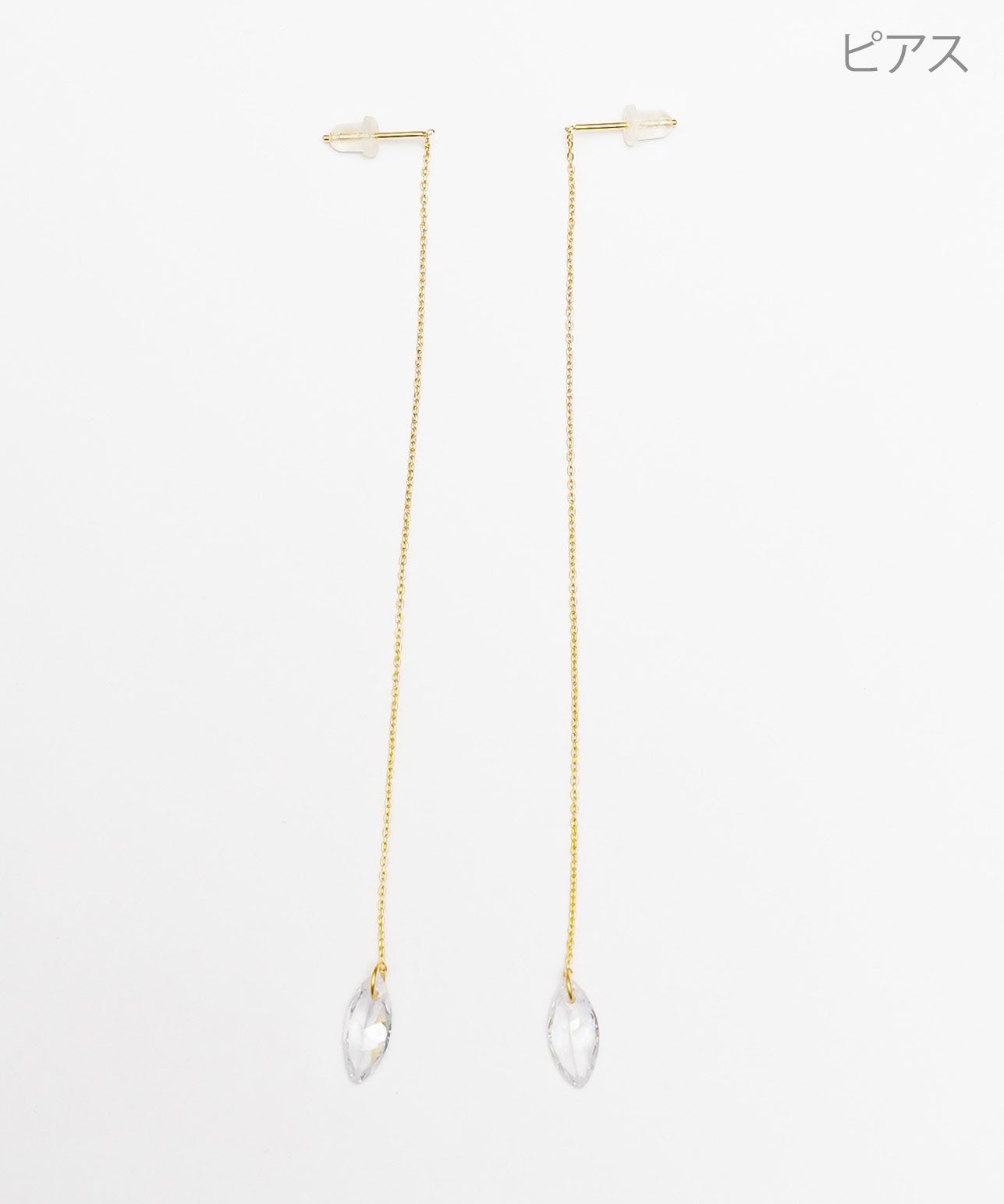 チェーン&クリスタルピアス クリスタル ドロップ チェーン ピアス Crystal Drop Chain Pierce