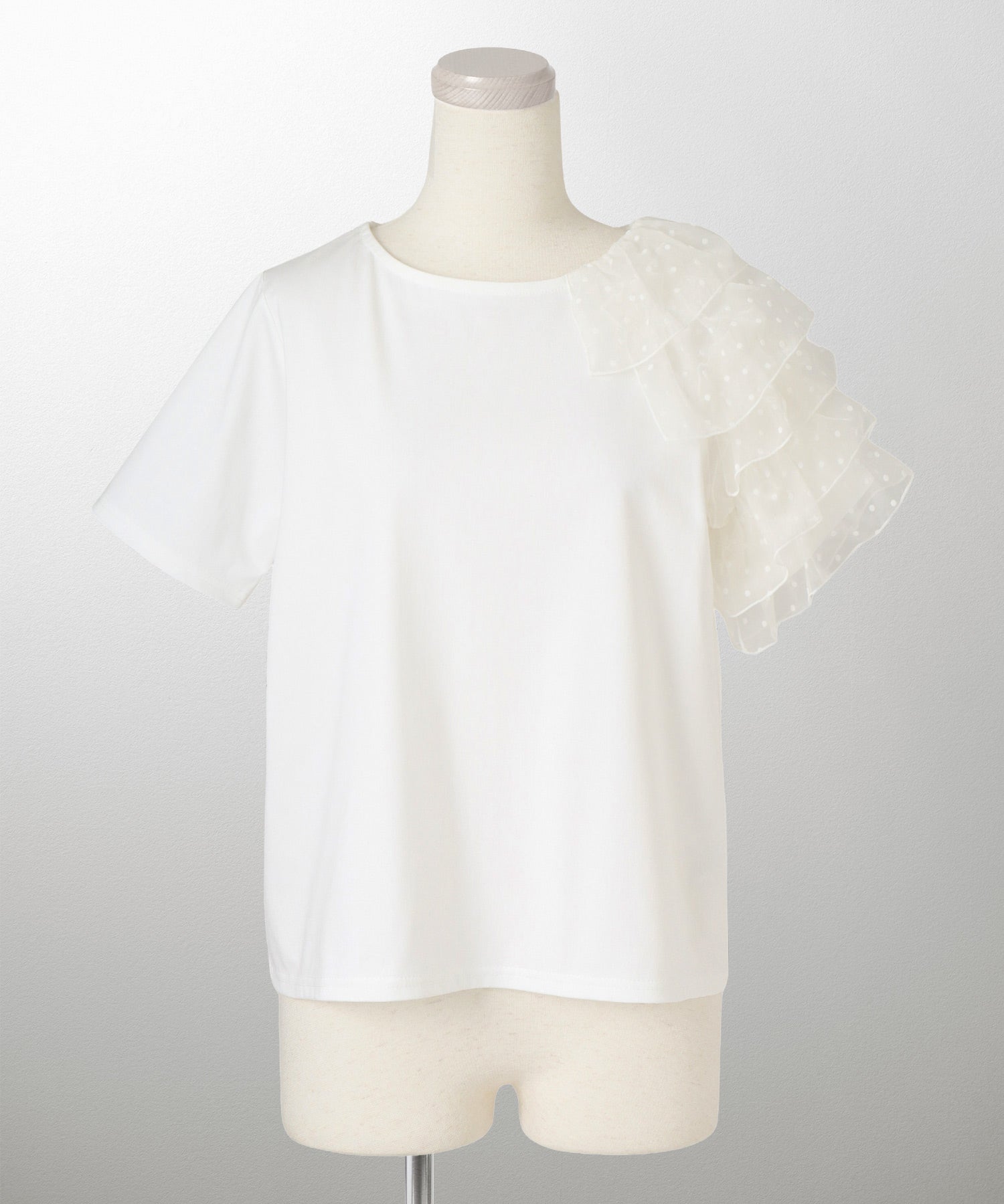 CLEARANCE-SALE アシンメトリー フリルスリーブ Tシャツ HUIT 全2色