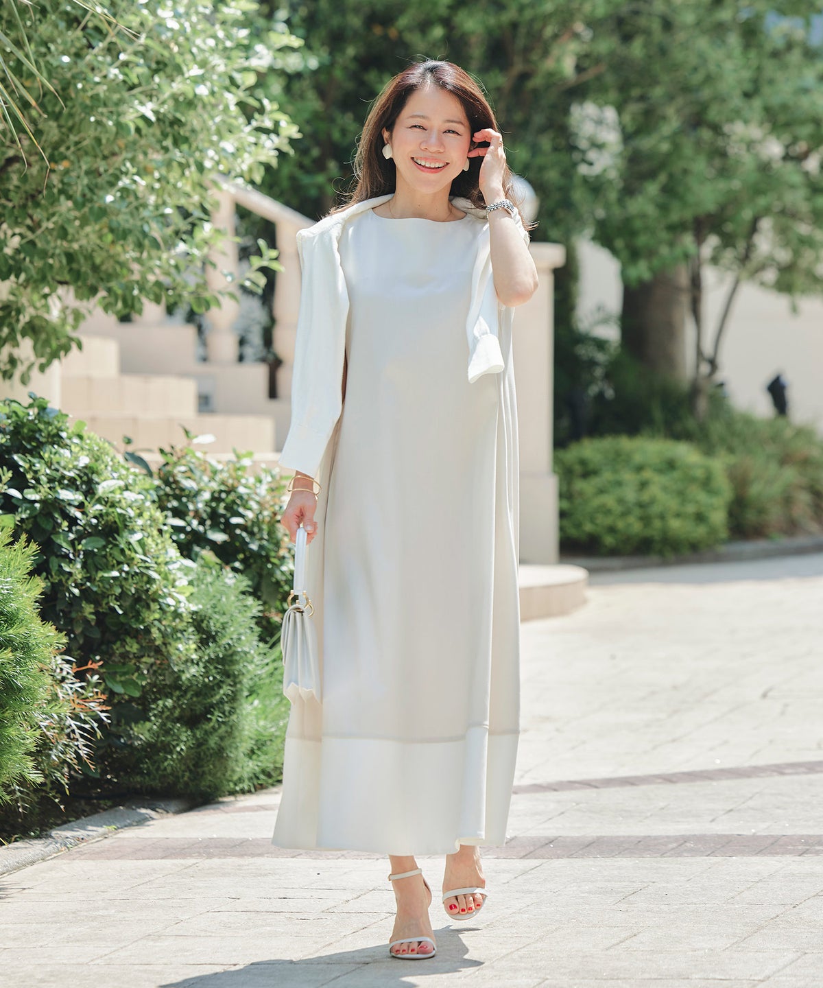 フレア ワンピース グレージュ ネイビー マキシ丈 バイカラー ノースリーブ ジョイントスペース