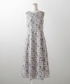 ノースリーブ ウエスト切り替え ワンピース Made with Liberty Fabric グレー ブルー ノースリーブウエスト切り替えワンピースMade with Liberty Fabric HUIT