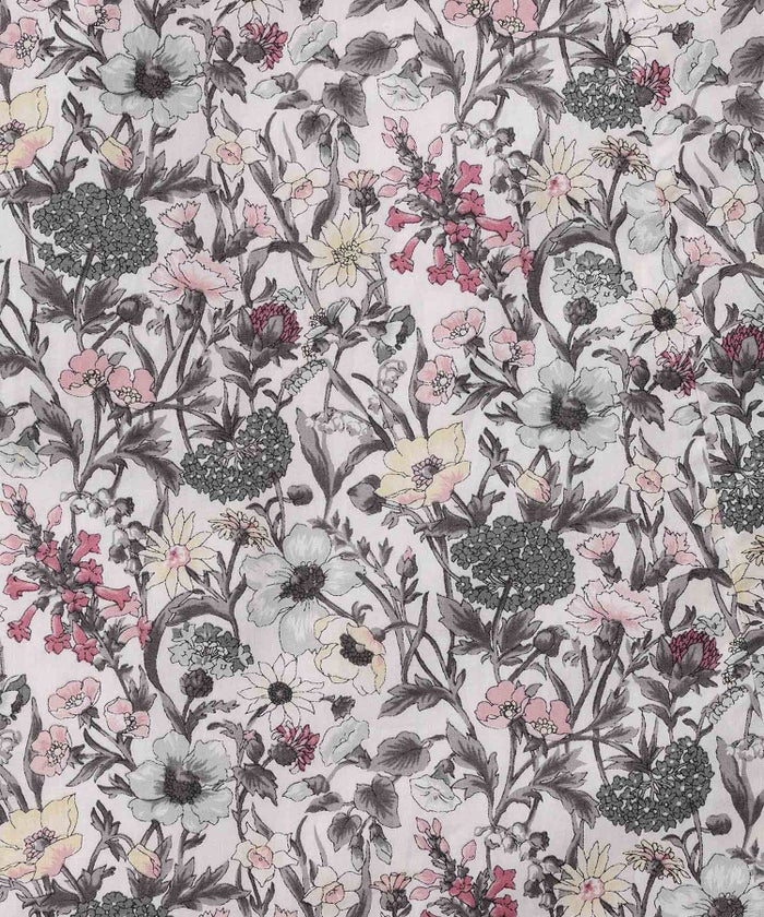 ノースリーブ ウエスト切り替え ワンピース Made with Liberty Fabric グレー ブルー ノースリーブウエスト切り替えワンピースMade with Liberty Fabric HUIT