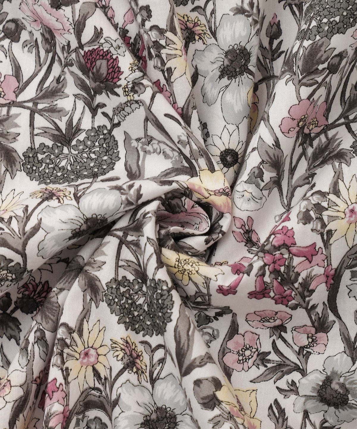 ノースリーブ ウエスト切り替え ワンピース Made with Liberty Fabric グレー ブルー ノースリーブウエスト切り替えワンピースMade with Liberty Fabric HUIT