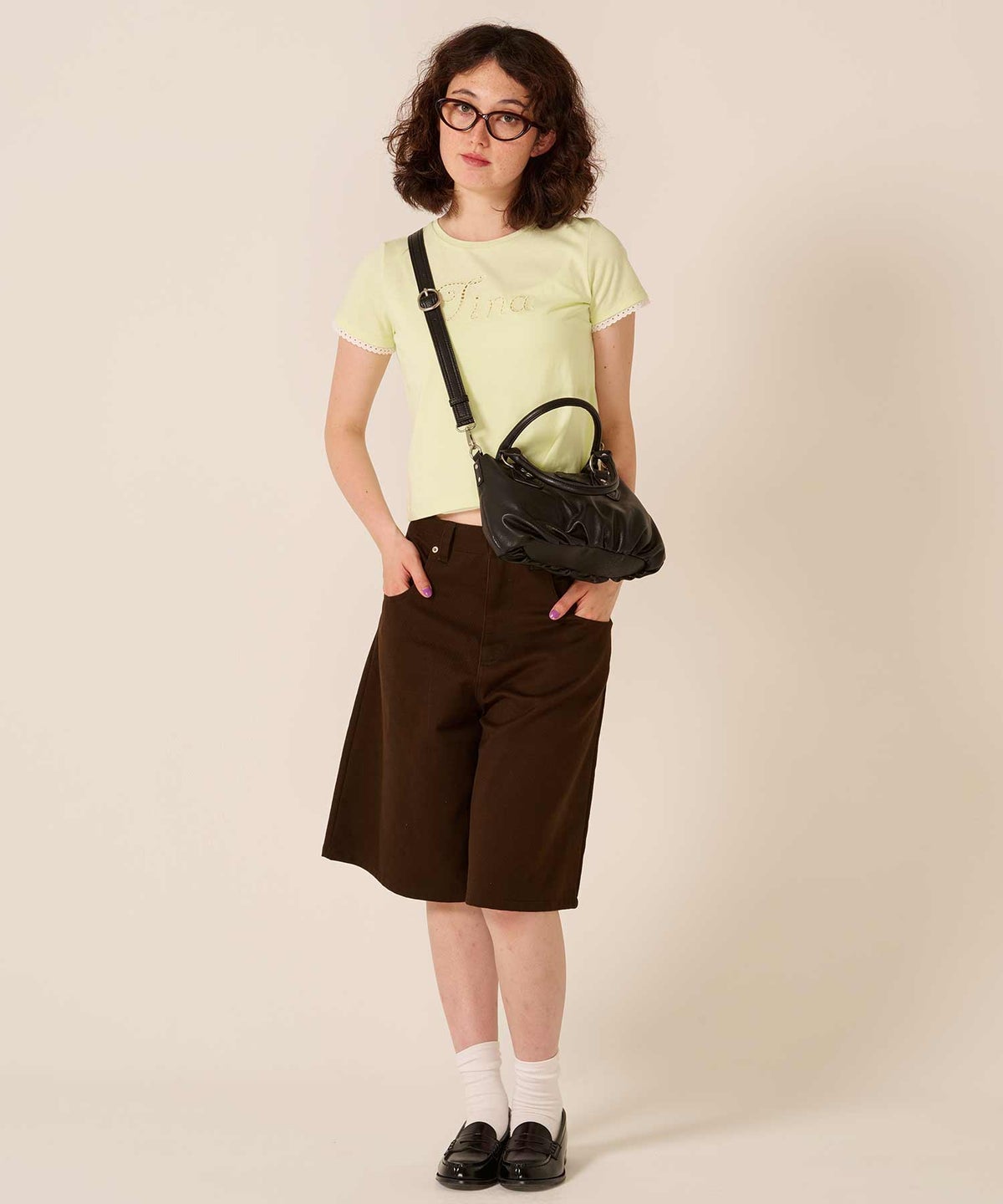 ロゴ/トップス/レース風 刺繍 Tシャツ TINA：JOJUN