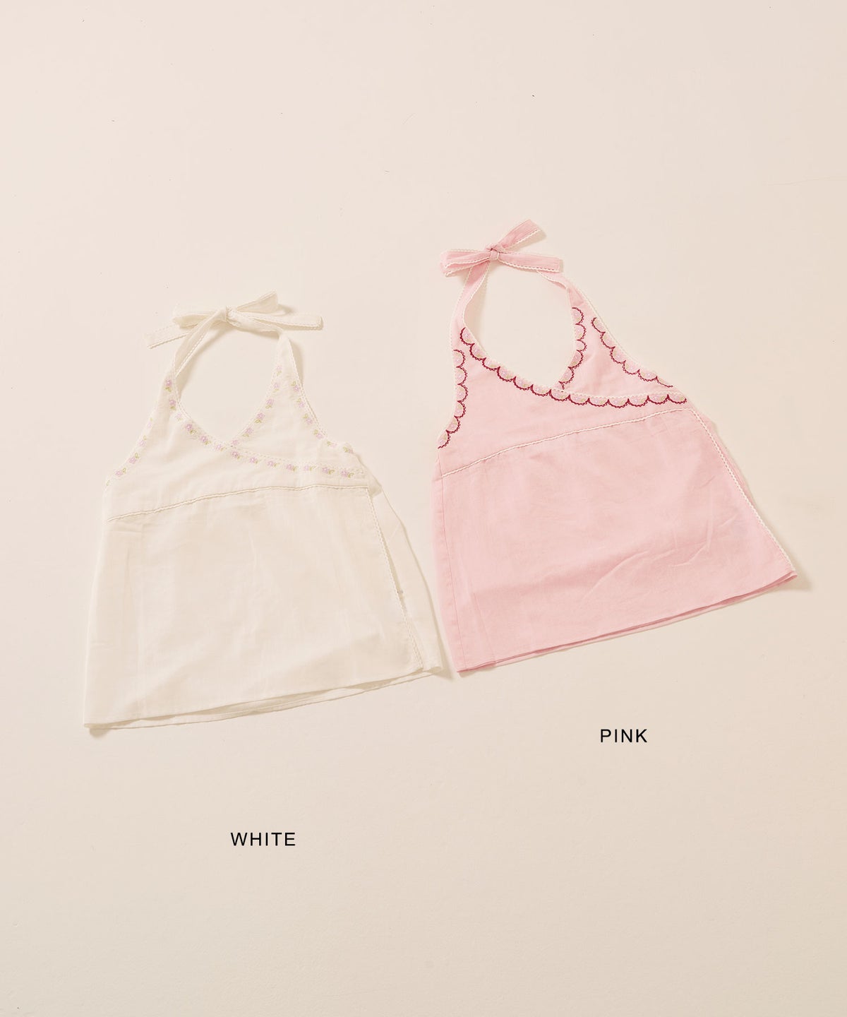 ノースリーブ/花柄/ホルターネック フラワー 刺繍入り ブラウス TINA：JOJUN