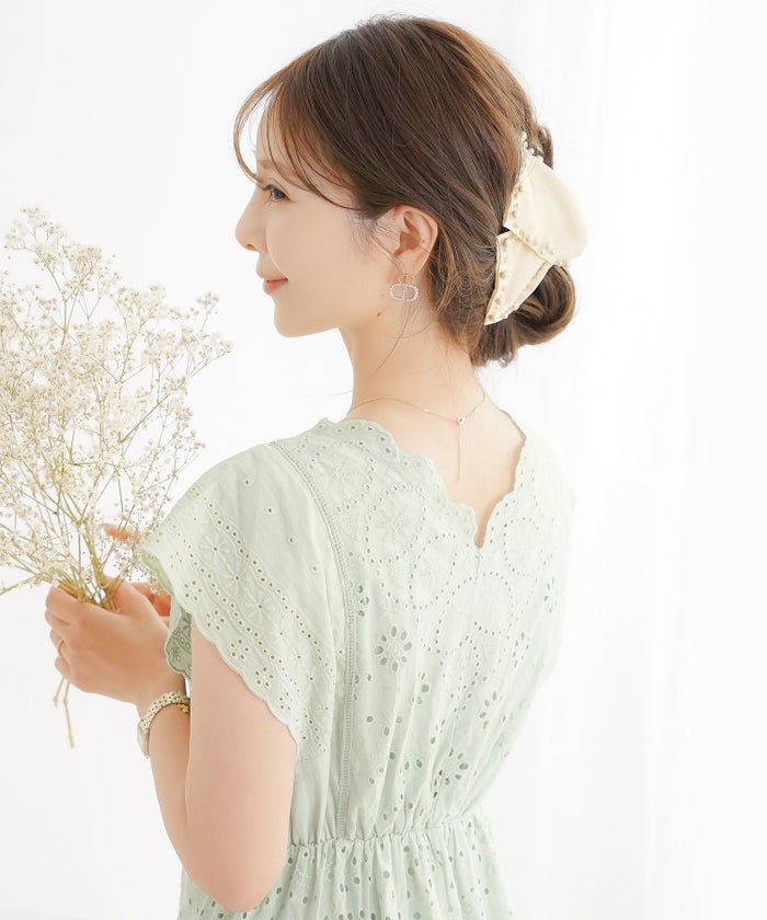 ヘアアクセ アクセサリー バンス 髪留め ヘアアレンジ まとめ髪 お団子 ハーフアップ サテン パール サテン リボン デコレーションパール バンス le reve vaniller