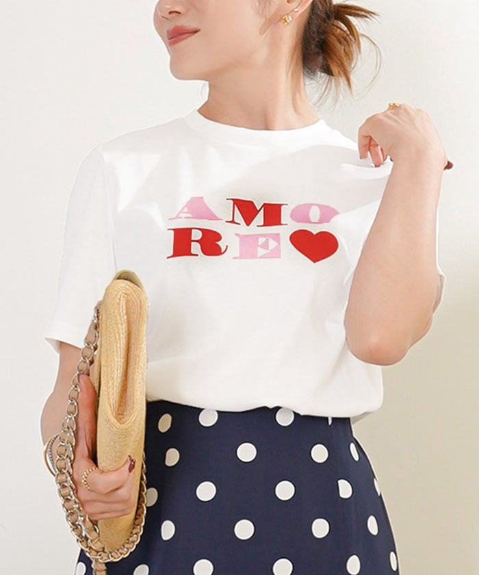 手洗い可 日本製 機能性素材 シンプル 大人カジュアル 着回し カットソー 夏 ジョイントスペース プリントTシャツ Liala×PG