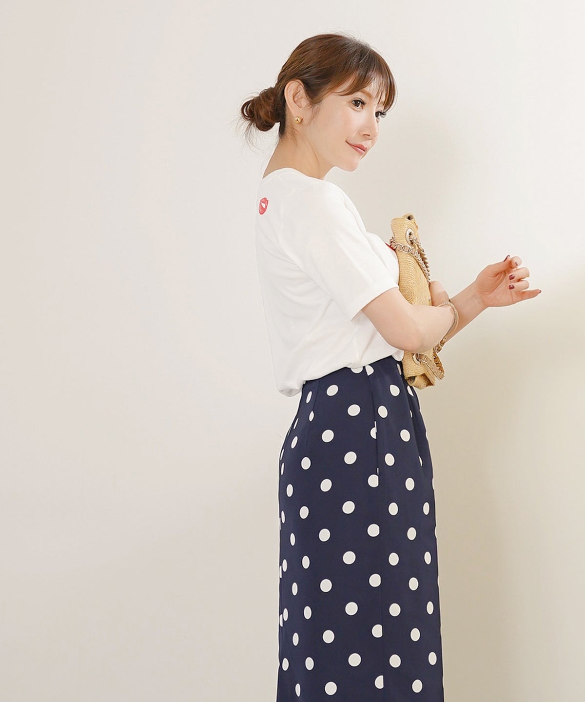 手洗い可 日本製 機能性素材 シンプル 大人カジュアル 着回し カットソー 夏 ジョイントスペース プリントTシャツ Liala×PG