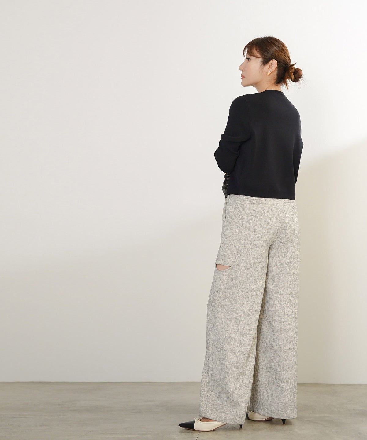 手洗い可 接触冷感 可愛い 上品 きれいめ 大人カジュアル オフィス フェミニン 春夏 ジョイントスペース フリルニットCD（UV,ウォッシャブル,接触冷感） Liala×PG