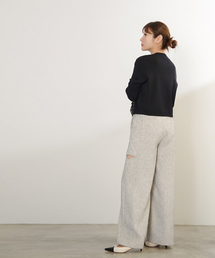 手洗い可 接触冷感 可愛い 上品 きれいめ 大人カジュアル オフィス フェミニン 春夏 ジョイントスペース フリルニットCD（UV,ウォッシャブル,接触冷感） Liala×PG