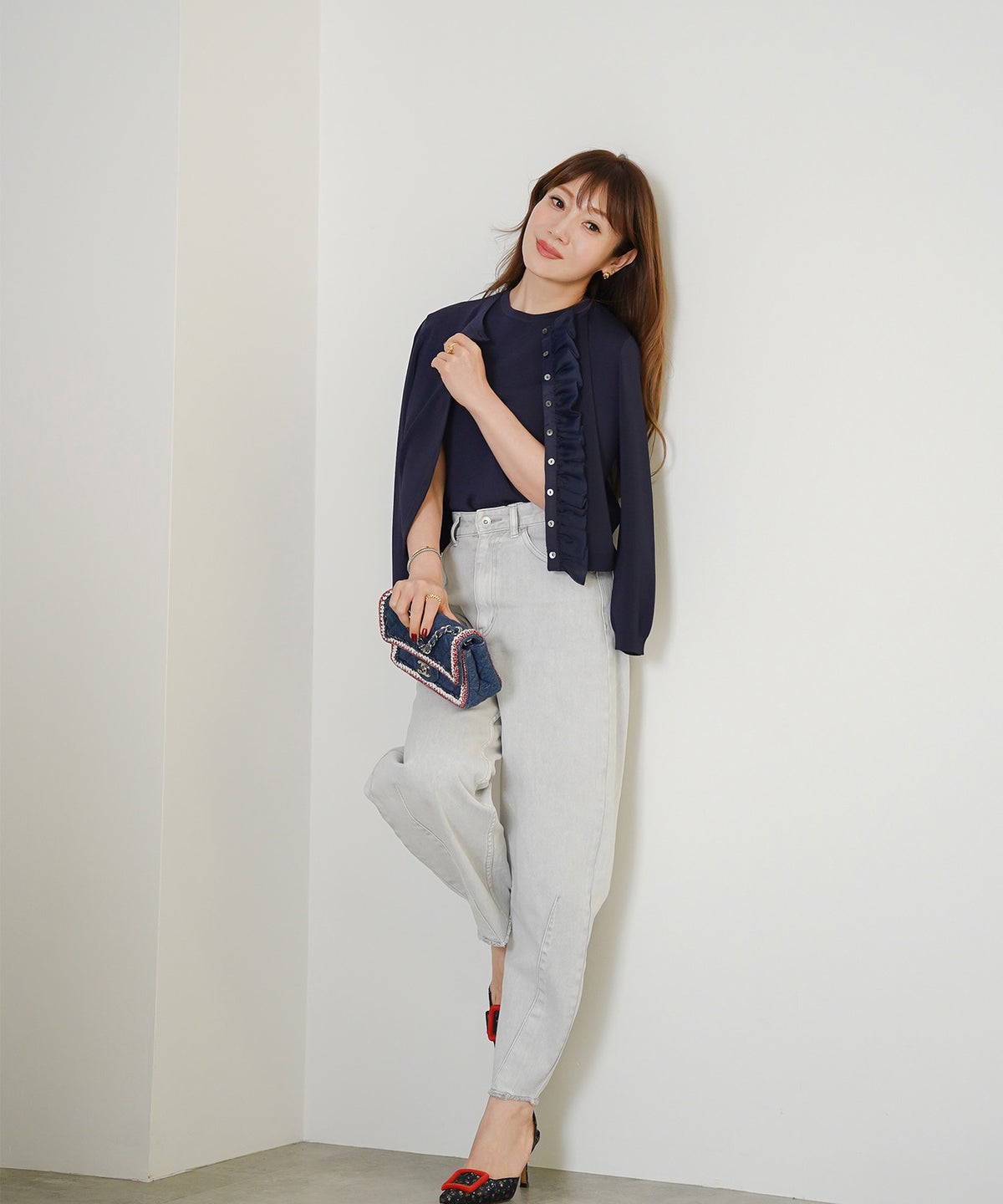 手洗い可 接触冷感 可愛い 上品 きれいめ 大人カジュアル オフィス フェミニン 春夏 ジョイントスペース フリルニットCD（UV,ウォッシャブル,接触冷感） Liala×PG