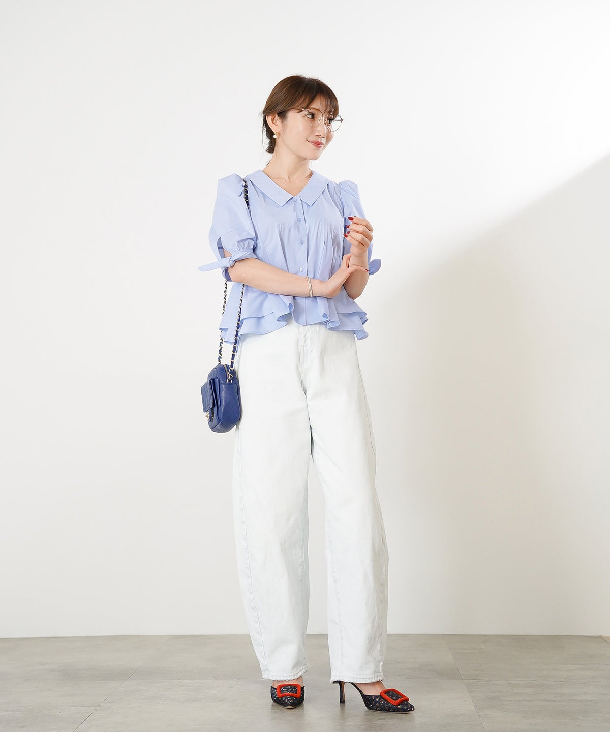 手洗い可 体型カバー オフィス おしゃれ フェミニン 上品 大人可愛い きれいめ 春 夏 ジョイントスペース 袖口リボンペプラムブラウス Liala×PG