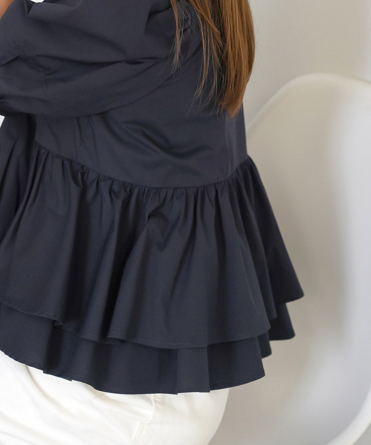 手洗い可 体型カバー オフィス おしゃれ フェミニン 上品 大人可愛い きれいめ 春 夏 ジョイントスペース 袖口リボンペプラムブラウス Liala×PG