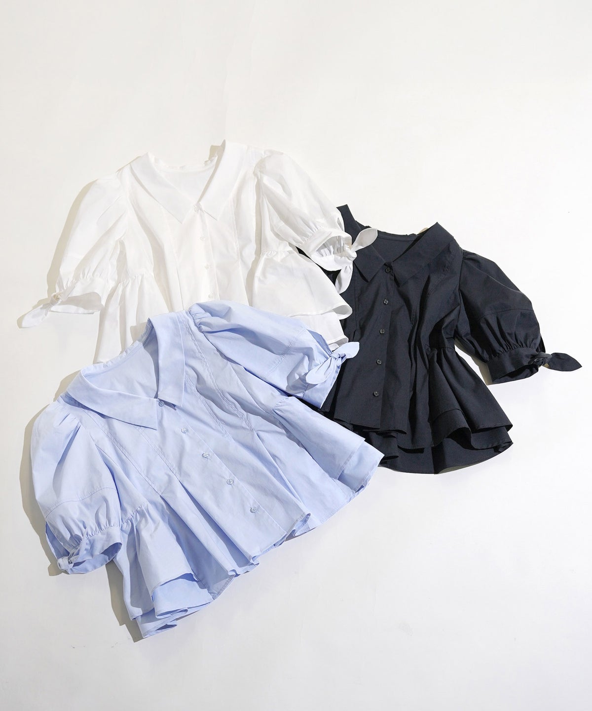 手洗い可 体型カバー オフィス おしゃれ フェミニン 上品 大人可愛い きれいめ 春 夏 ジョイントスペース 袖口リボンペプラムブラウス Liala×PG