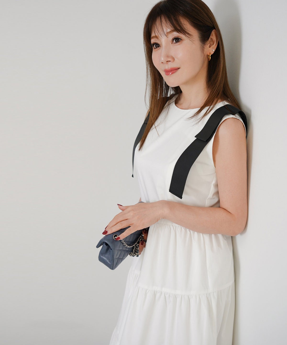 洗濯機可 マシンウォッシャブル 上品 きれいめ 大人カジュアル フェニミン 体型カバー 夏 ジョイントスペース 肩リボンティアードワンピース Liala×PG