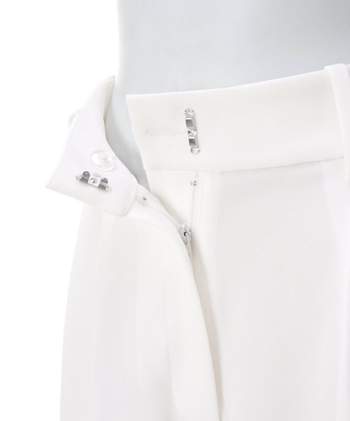手洗い可 XSサイズ オフィス 大人カジュアル きれいめ  白黒 上品 ロング 美脚 上品 ジョイントスペース とろみワイドパンツ Liala×PG