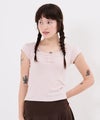 Tシャツ/ストーン/バックオープン ヘンリーネック カットソー TINA：JOJUN