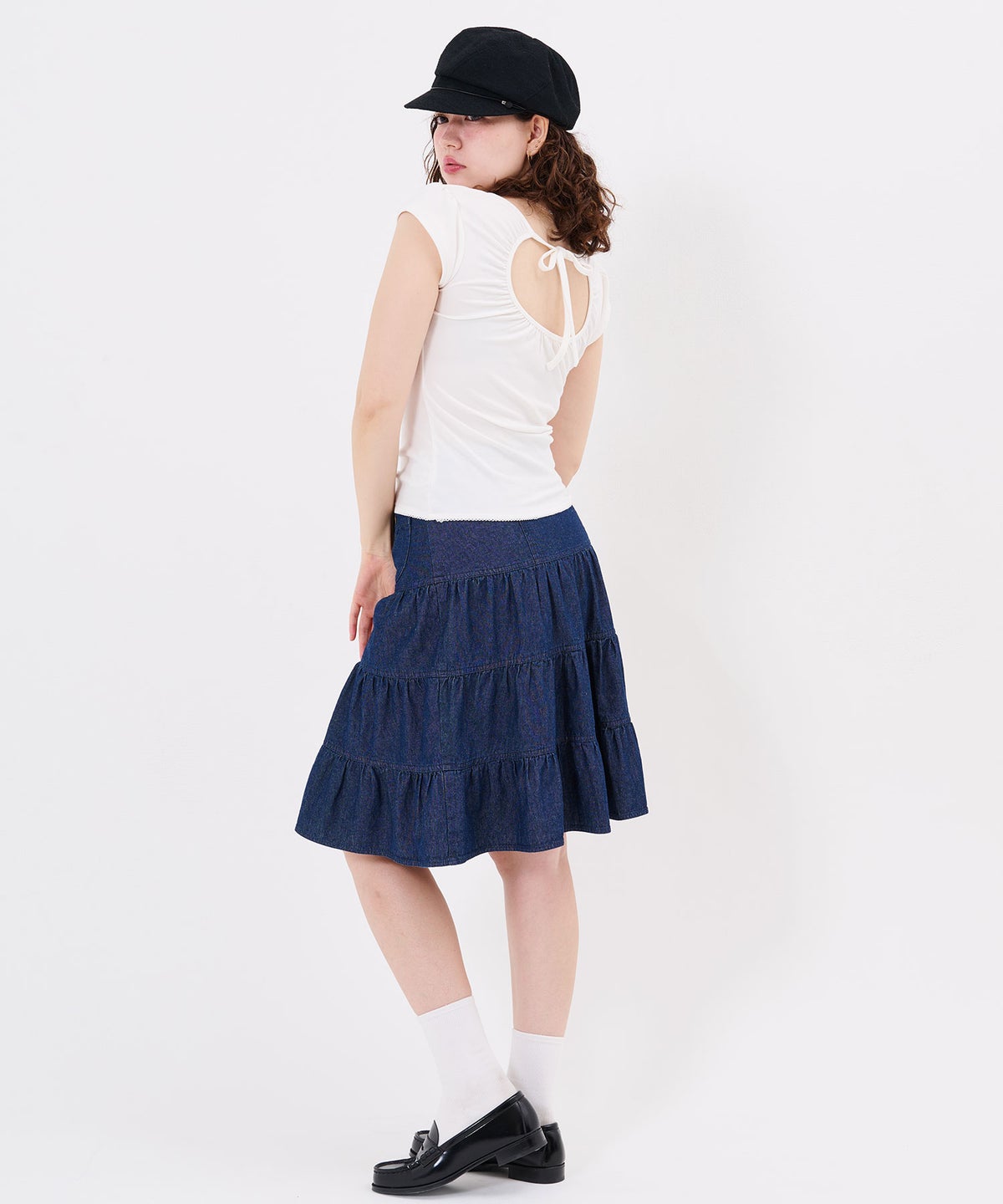 Tシャツ/ストーン/バックオープン ヘンリーネック カットソー TINA：JOJUN