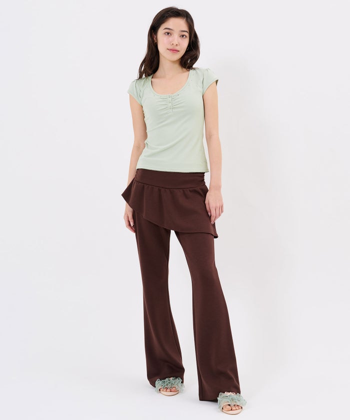 Tシャツ/ストーン/バックオープン ヘンリーネック カットソー TINA：JOJUN