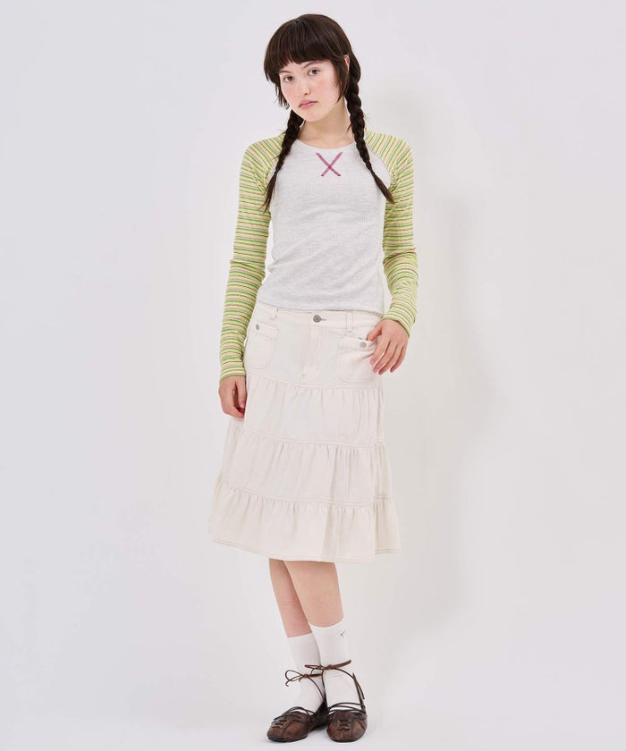 Tシャツ/ボーダー/マルチボーダー ラグラン サーマルロンT TINA：JOJUN
