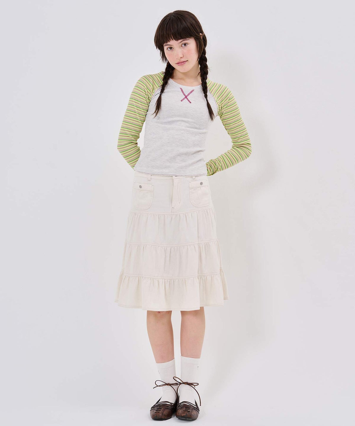 Tシャツ/ボーダー/マルチボーダー ラグラン サーマルロンT TINA：JOJUN
