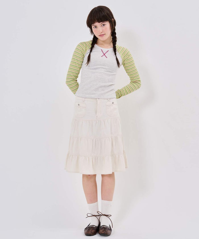 Tシャツ/ボーダー/マルチボーダー ラグラン サーマルロンT TINA：JOJUN