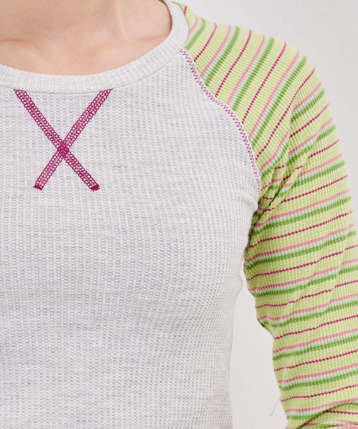 Tシャツ/ボーダー/マルチボーダー ラグラン サーマルロンT TINA：JOJUN