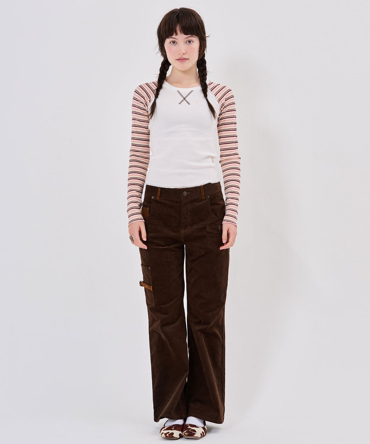 Tシャツ/ボーダー/マルチボーダー ラグラン サーマルロンT TINA：JOJUN