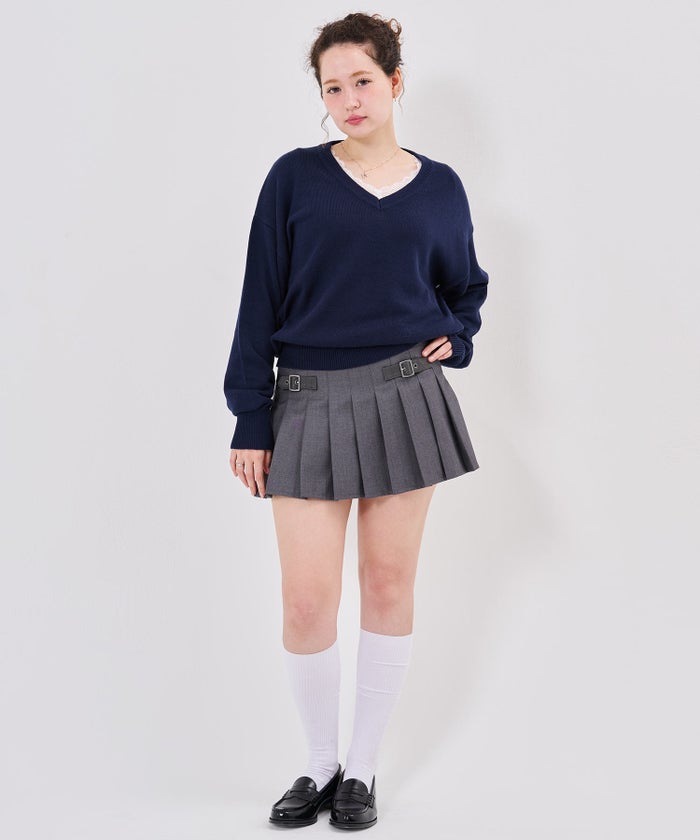 ニット/ロゴ/Vネック ビッグ 刺繍 ニットプルオーバー TINA：JOJUN