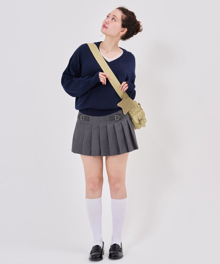 ニット/ロゴ/Vネック ビッグ 刺繍 ニットプルオーバー TINA：JOJUN