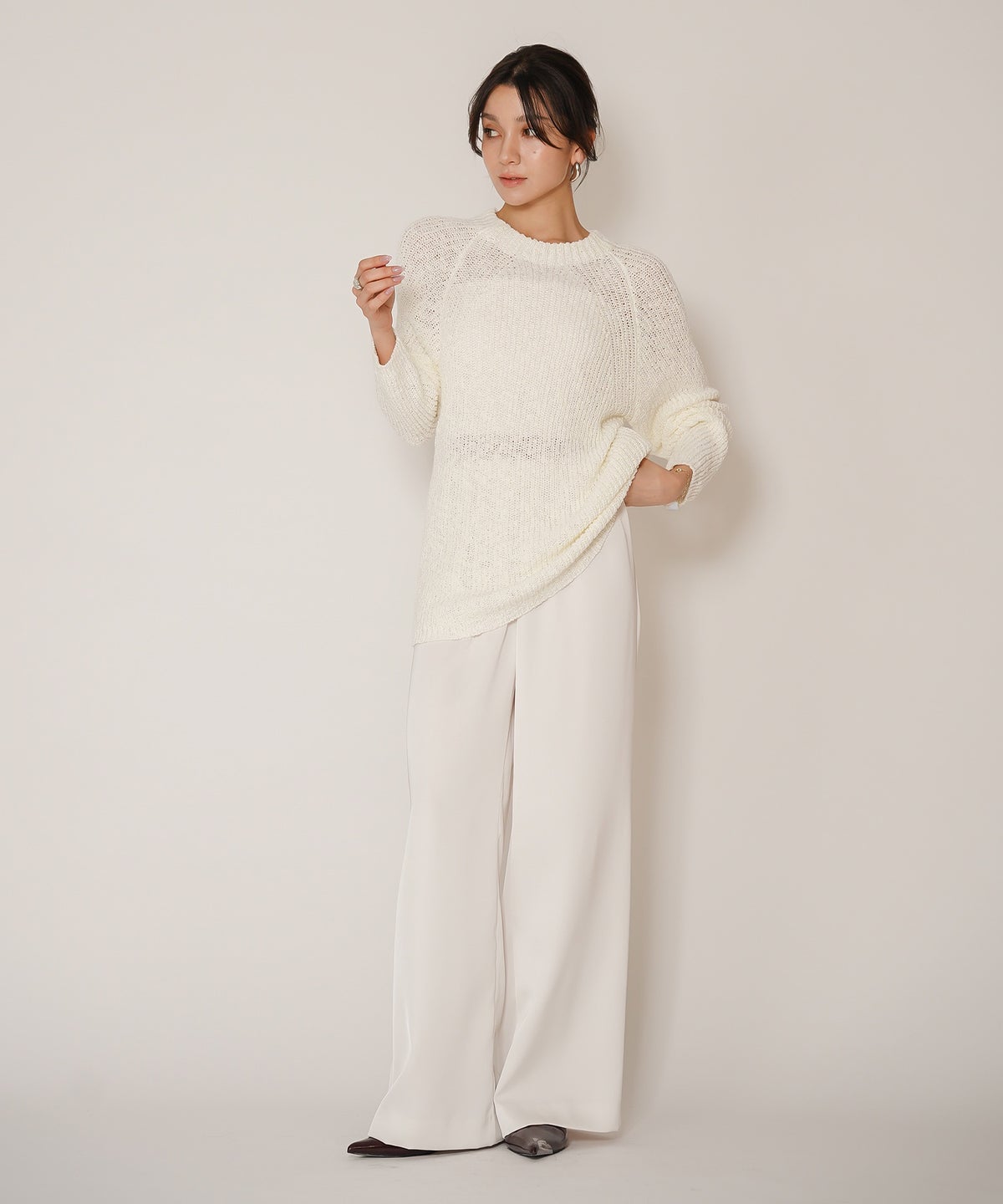 ニットトップス 軽量ニット 春ニット 秋ニット 着回し モード キノザケイ リリヤーン ニット KINO THE KEI