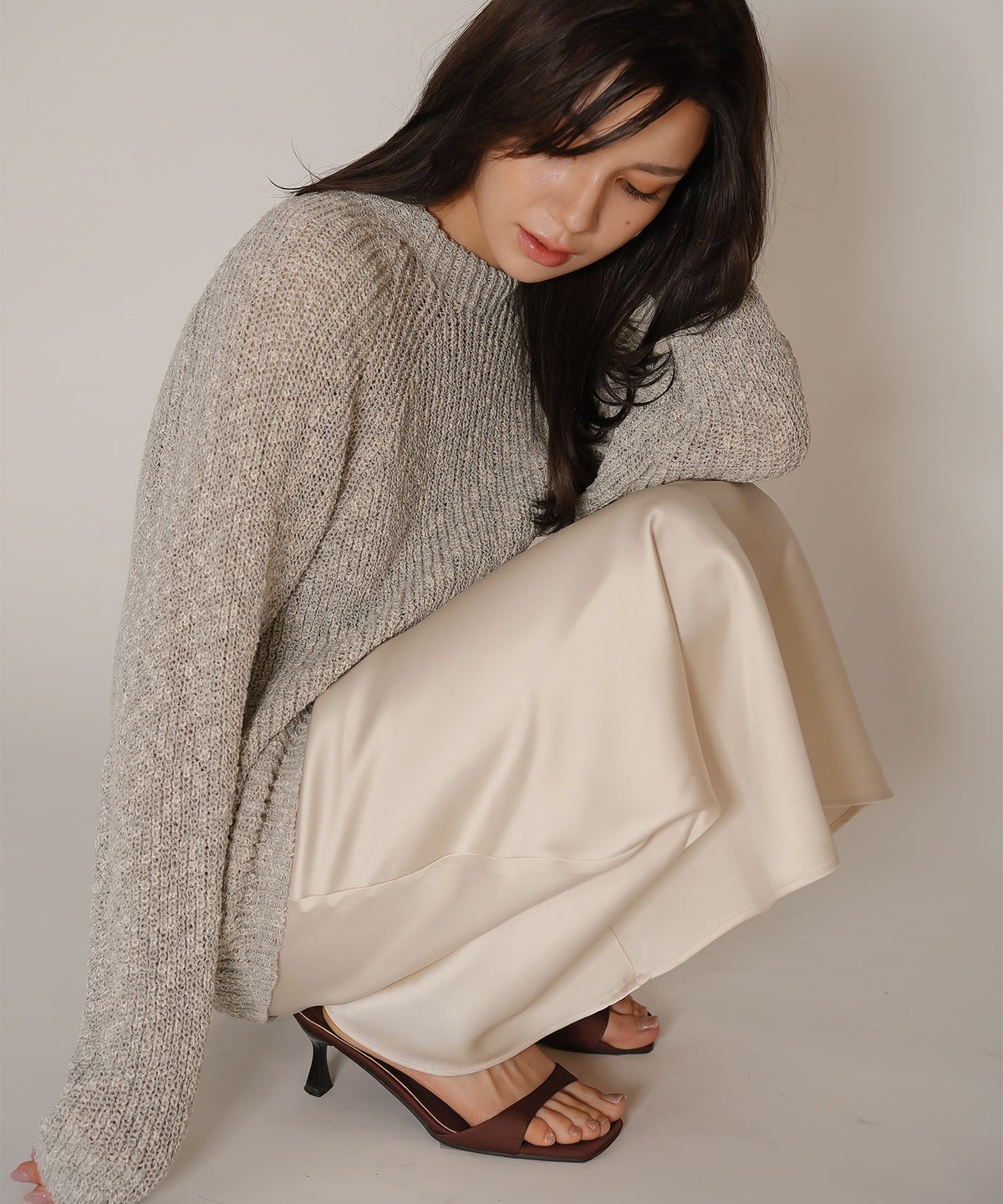 ニットトップス 軽量ニット 春ニット 秋ニット 着回し モード キノザケイ リリヤーン ニット KINO THE KEI