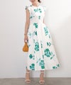 手洗い可 S/M/L おしゃれ フェミニン 上品 大人可愛い きれいめ 夏 柄 ジョイントスペース ラッフル袖プリントワンピース Liala×PG手洗い可 S/M/L おしゃれ フェミニン 上品 大人可愛い きれいめ 夏 柄 ジョイントスペース ラッフル袖プリントワンピース Liala×PG