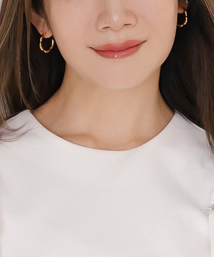 手洗い可 上品 きれいめ 大人カジュアル フェミニン シンプル 異素材切り替え 体型カバー ジョイントスペース ダブルバルーンスリーブカットソーPO Liala×PG