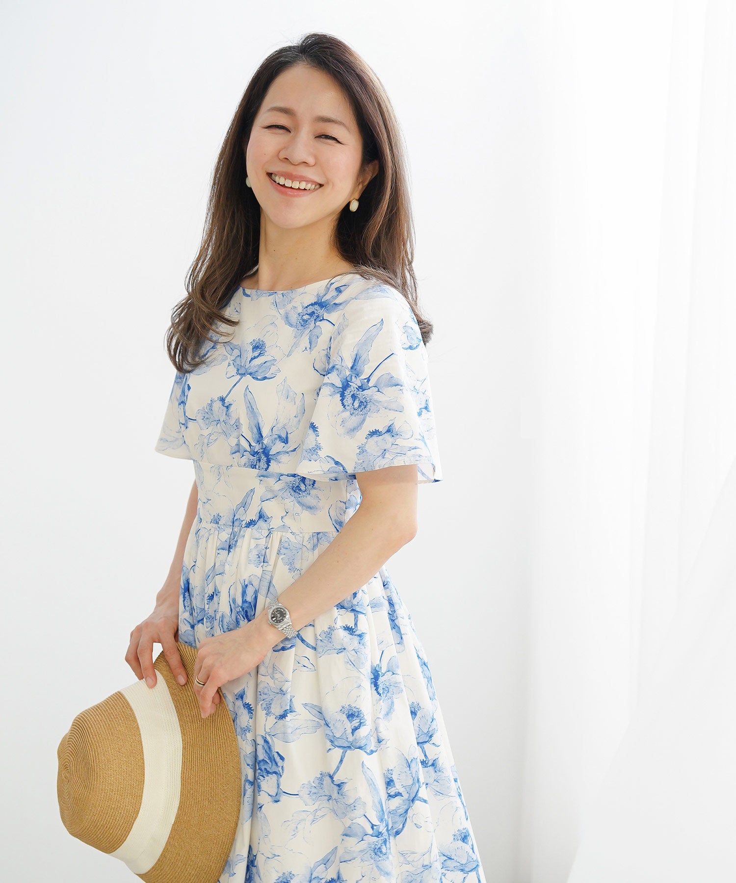 フレアスリーブ レースアップ ワンピース ＆BLOOM（アンドブルーム