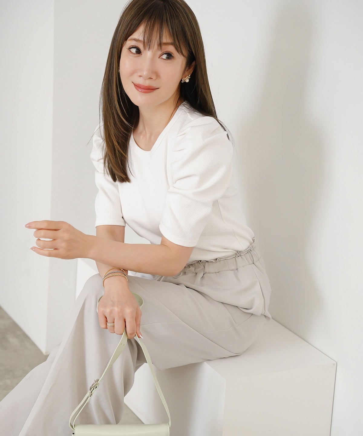 手洗い可 日本製 セットアップ可 上品 きれいめ 大人カジュアル シンプル  ジョイントスペース テレコパワーショルダーPO Liala×PG