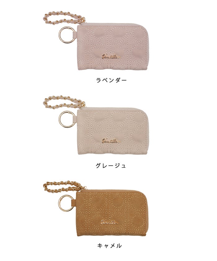 ポーチ L字ポーチ スエード ハートキルティング かわいい ボア コンビ ショルダー付き 秋 冬 デザイン オリジナル ハートキルティング スエード L字 ポーチ le reve vaniller