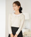 トップス カットソー 花襟 襟付き 取り外し 2WAY 涙あき 長袖 Tシャツ タック ロンT 秋 春 冬 長袖 2WAY フラワー 襟 カット トップス le reve vaniller