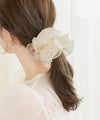 ヘアアクセサリー シュシュ コットンレース オーガンジー デザイン オシャレ ポニーテール ヘアアレンジ コットン レース オーガンジー MIX シュシュ le reve vaniller