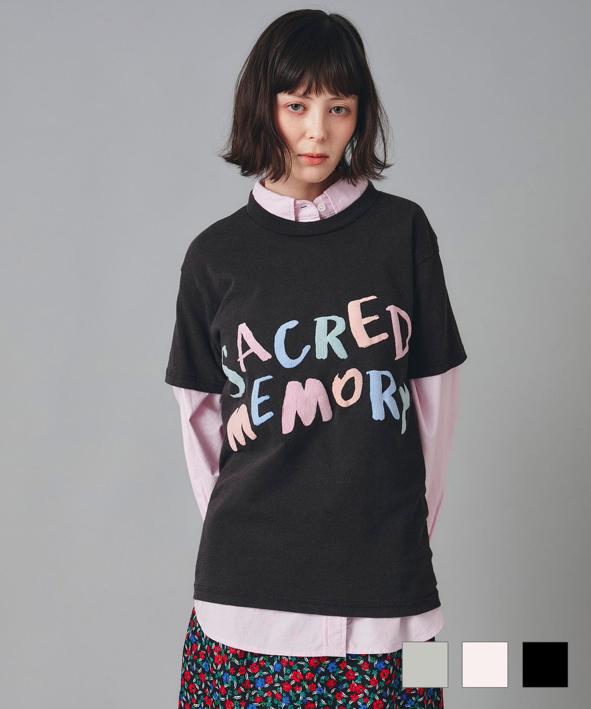 カラフルフロッキー プリント Tシャツ AT THE TRNK 全3色｜rnk531-0001