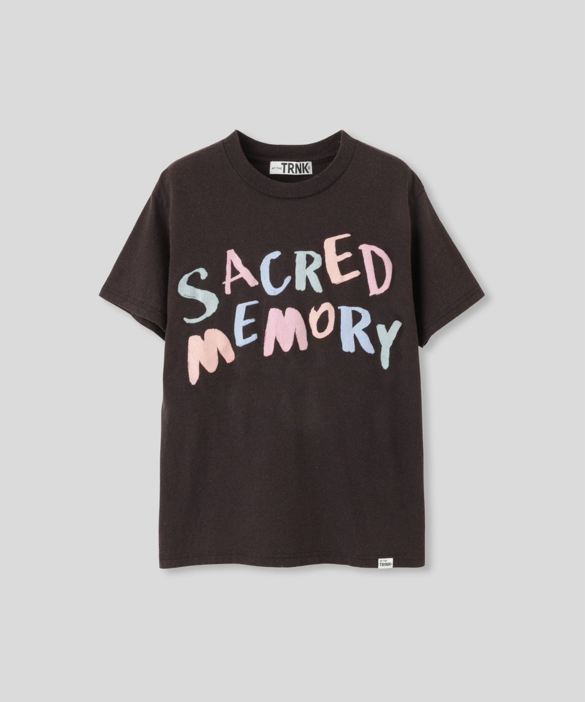 グレー ピンク ブラック 半袖 Tシャツ クロックフロッキープリント ウォッシャブル M L カラフルフロッキープリントTシャツ AT THE TRNK ＠