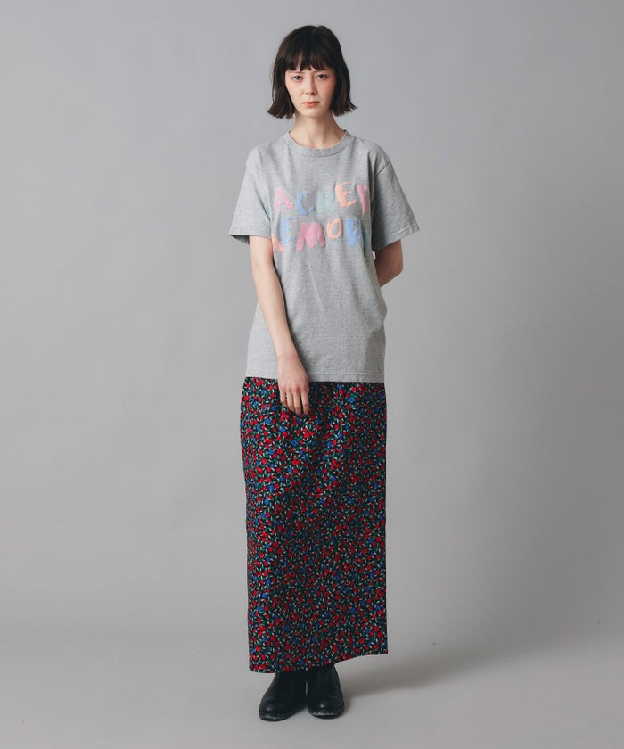 グレー ピンク ブラック 半袖 Tシャツ クロックフロッキープリント ウォッシャブル M L カラフルフロッキープリントTシャツ AT THE TRNK ＠