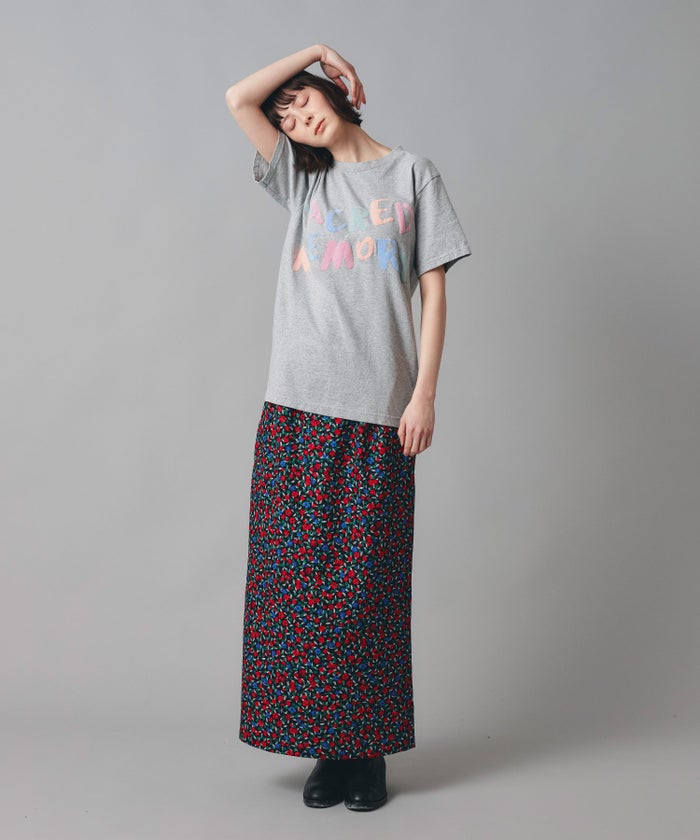 グレー ピンク ブラック 半袖 Tシャツ クロックフロッキープリント ウォッシャブル M L カラフルフロッキープリントTシャツ AT THE TRNK ＠