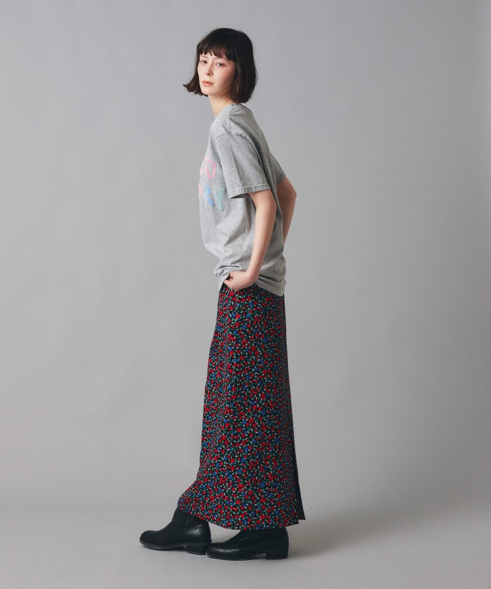 グレー ピンク ブラック 半袖 Tシャツ クロックフロッキープリント ウォッシャブル M L カラフルフロッキープリントTシャツ AT THE TRNK ＠