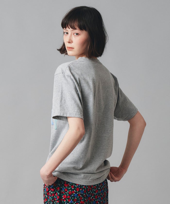 グレー ピンク ブラック 半袖 Tシャツ クロックフロッキープリント ウォッシャブル M L カラフルフロッキープリントTシャツ AT THE TRNK ＠