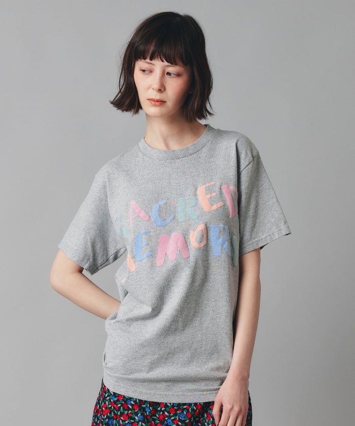 グレー ピンク ブラック 半袖 Tシャツ クロックフロッキープリント ウォッシャブル M L カラフルフロッキープリントTシャツ AT THE TRNK ＠
