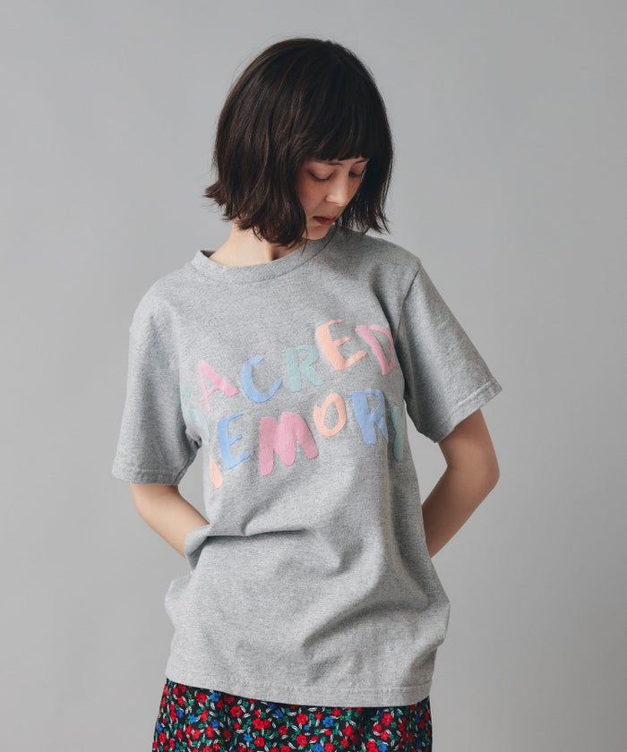 グレー ピンク ブラック 半袖 Tシャツ クロックフロッキープリント ウォッシャブル M L カラフルフロッキープリントTシャツ AT THE TRNK ＠