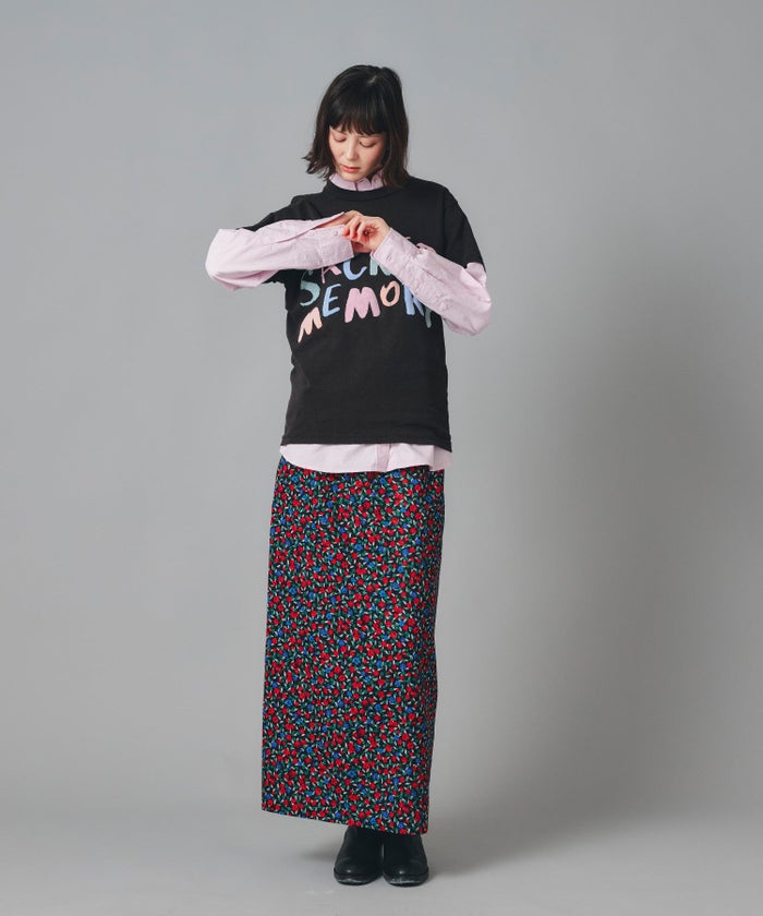グレー ピンク ブラック 半袖 Tシャツ クロックフロッキープリント ウォッシャブル M L カラフルフロッキープリントTシャツ AT THE TRNK ＠