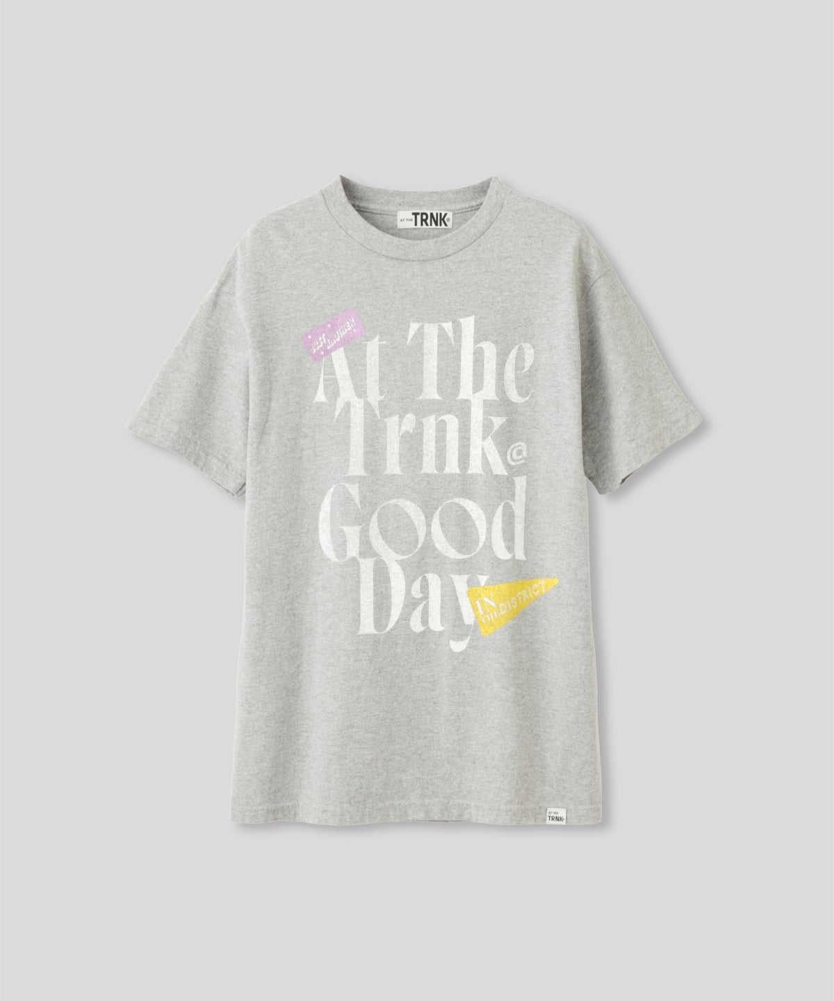 ホワイト グレー クリーム ブラック Tシャツ 半袖 プリント ウォッシャブル M L GOODDAYロゴＴシャツ AT THE TRNK ＠